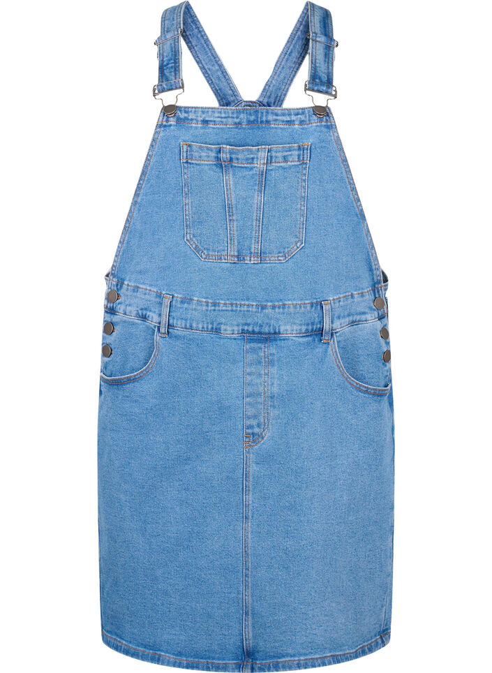 Denim dungarees dress, Blue, Packshot image number 0