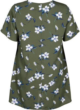 FLASH - Tunic with v neck and print, Olive Night Flower, Packshot image number 1