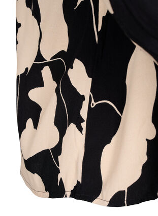 Printed viscose blouse with smock, Black AOP, Packshot image number 3