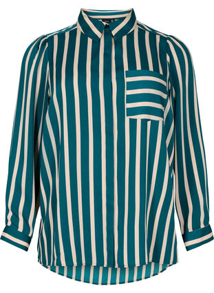 Striped long-sleeved shirt, Green Stripe, Packshot image number 0