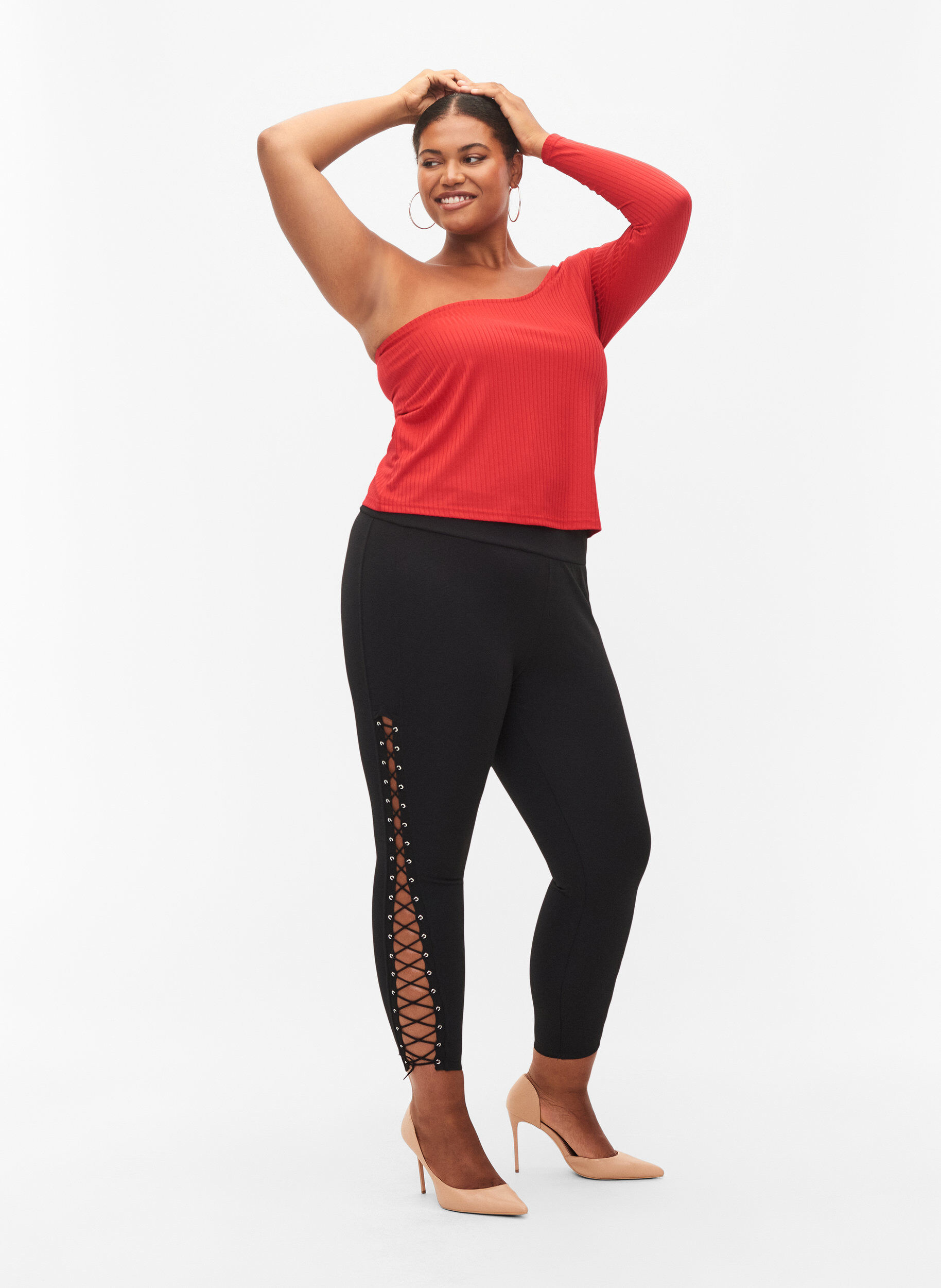 Zizzifashion One-shoulder top, Tango Red, Model image number 3