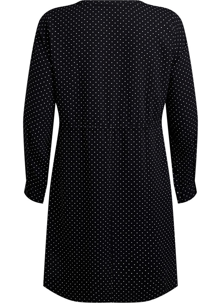 Knee-length dress with tie belt, Black, Packshot image number 1