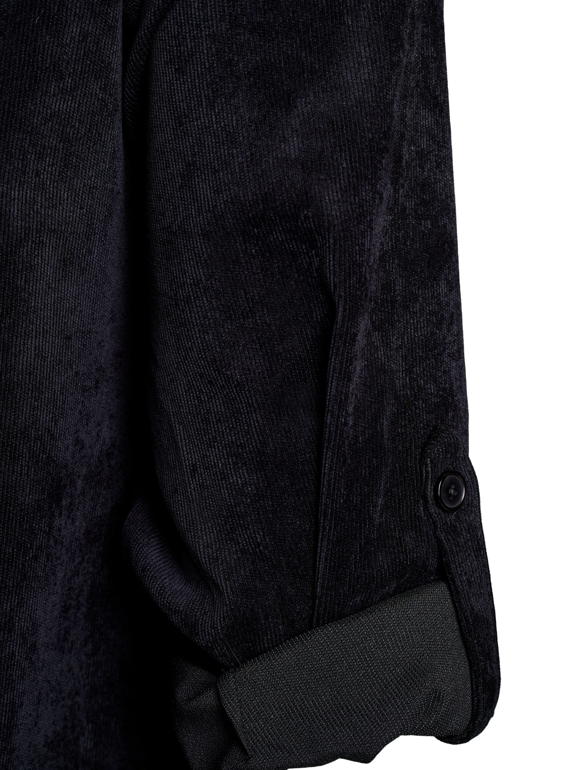 Zizzifashion Velvet dress with zipper and 3/4 sleeves, Black, Packshot image number 3