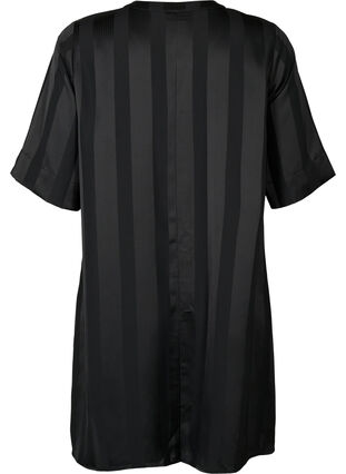 A-line dress with stripes and 1/2 sleeves, Black, Packshot image number 1