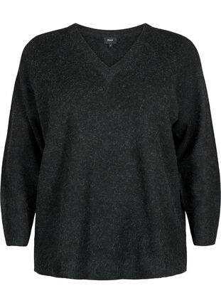 Melange v-neck pullover, Dark Grey Melange, Packshot image number 0