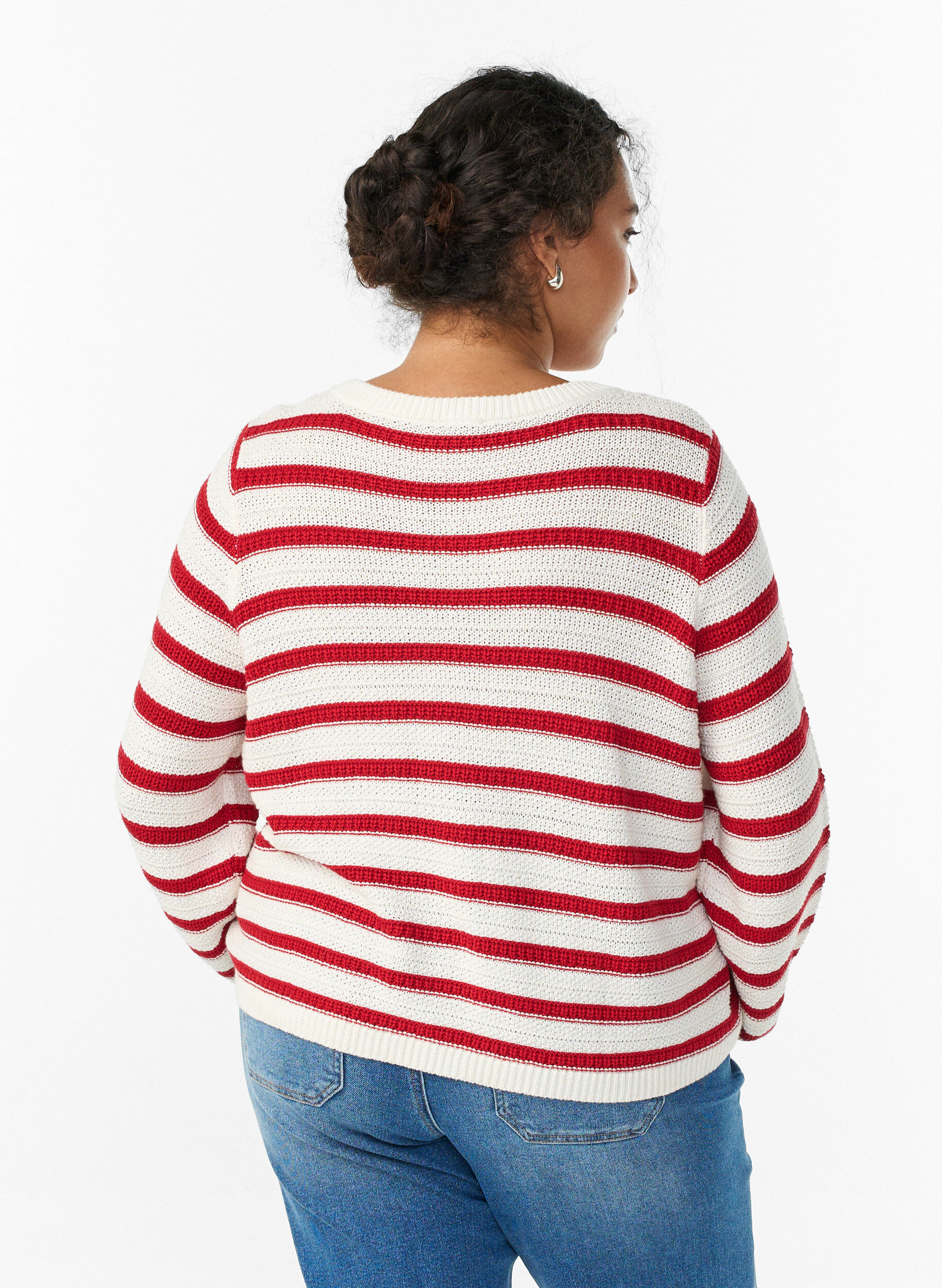 Zizzifashion Cardigan with textured knit and decorative buttons, Red, Model image number 2