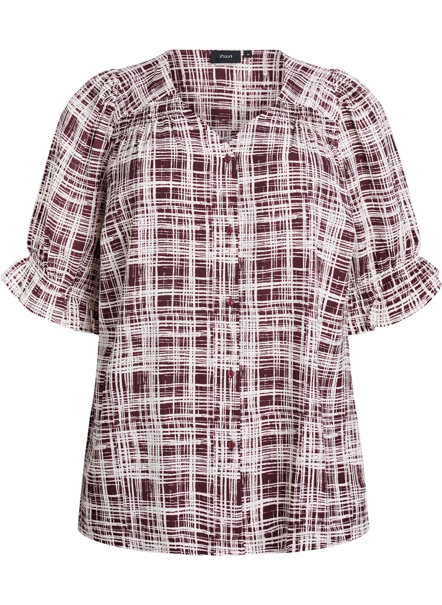 ZizzifashionShirt blouse with 1/2 sleeves, Dark Bordeaux, Packshot image number 0