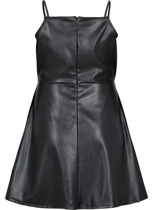 Faux leather a-line dress, Black, Packshot image number 1