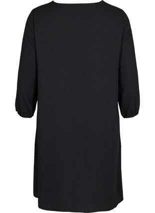 Dress with lace and 3/4 length sleeves, Black, Packshot image number 1