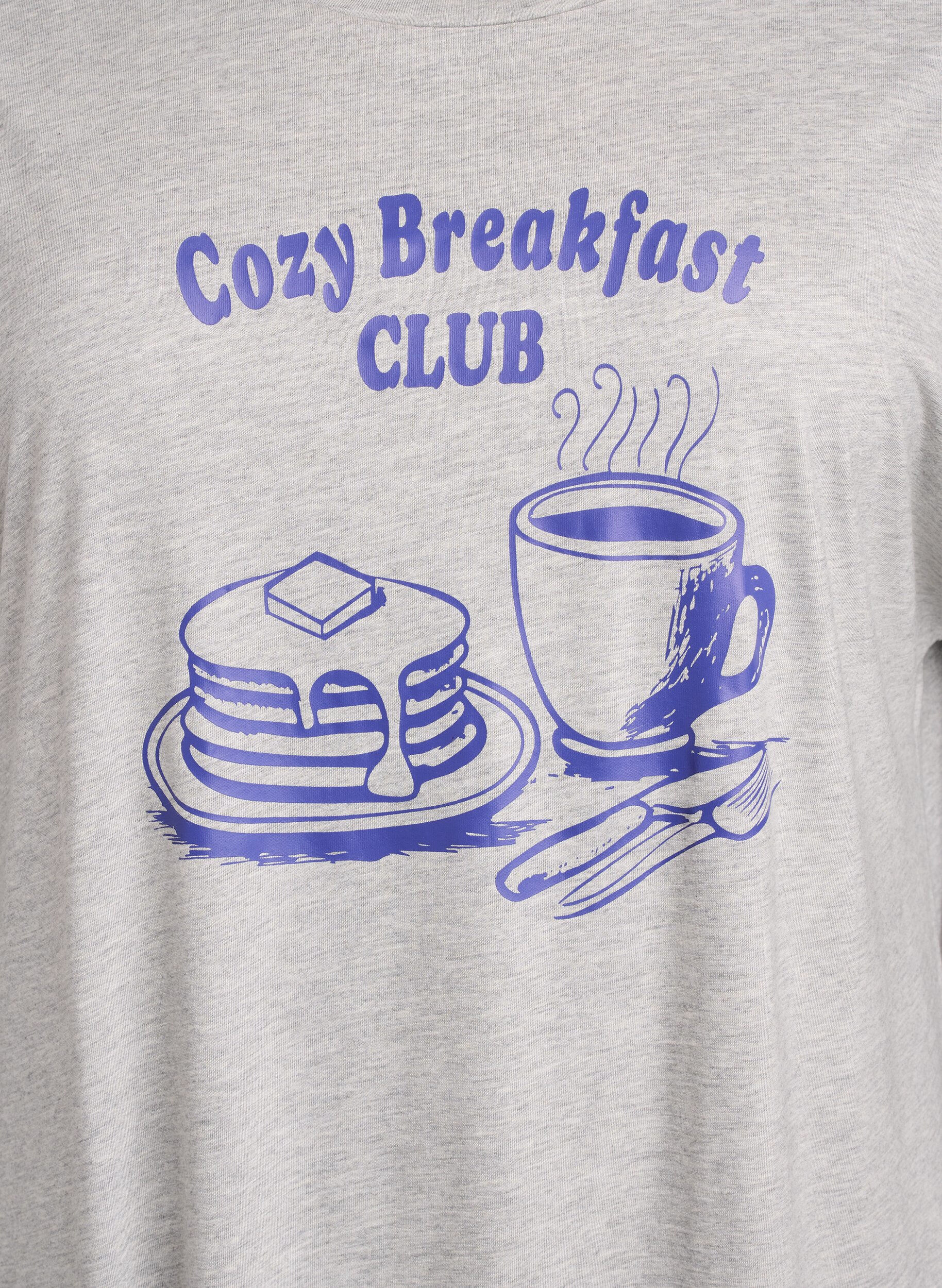 ZizzifashionShort sleeve nightgown with text print, Grey, Packshot image number 2