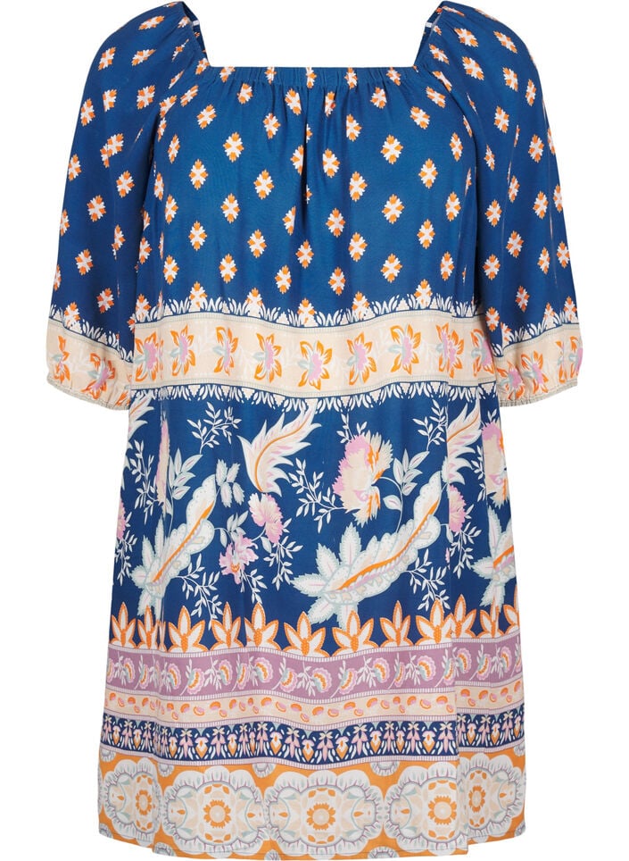 Beach dress in viscose with print, Blue, Packshot image number 0