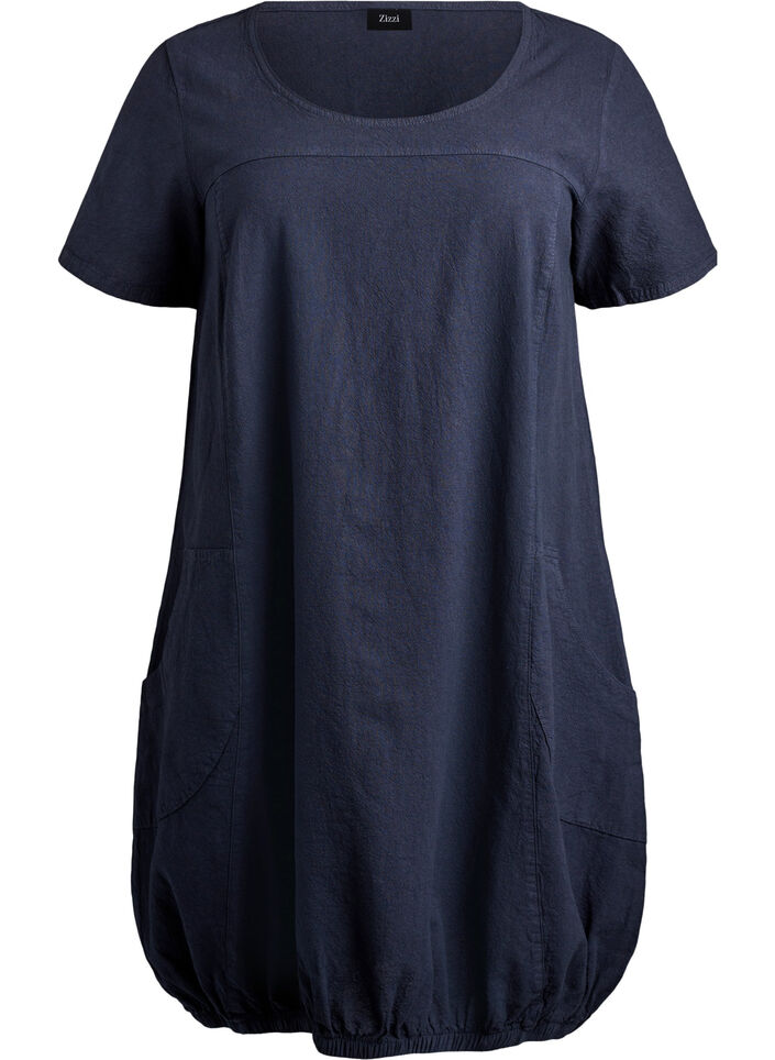 Short-sleeved cotton dress, Blue, Packshot image number 0