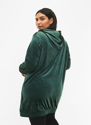 Hooded, velour sweatshirt dress , Scarab, Model image number 1