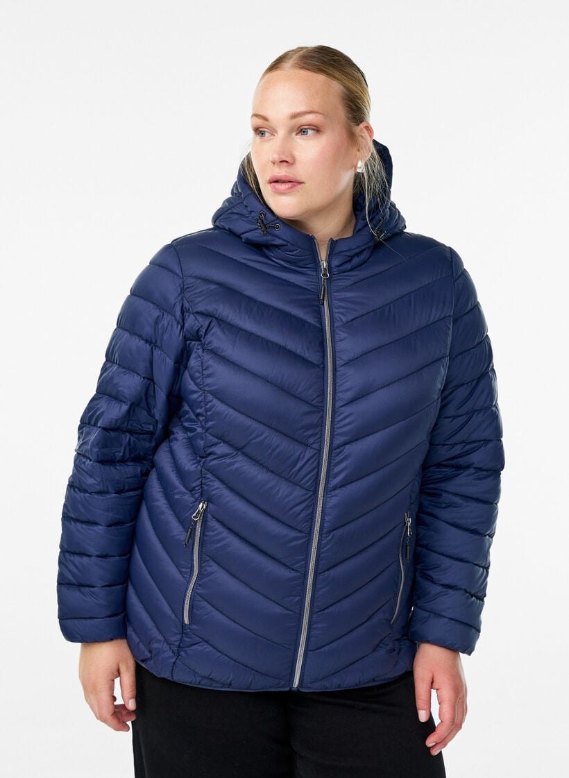 Lightweight jacket with hood, Blue, Model image number 0