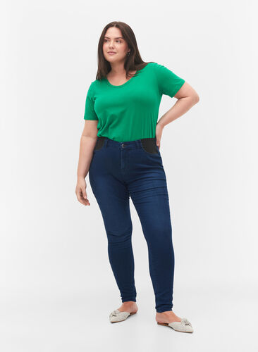 Super slim Amy jeans with elasticated waist, Dark blue, Model image number 0