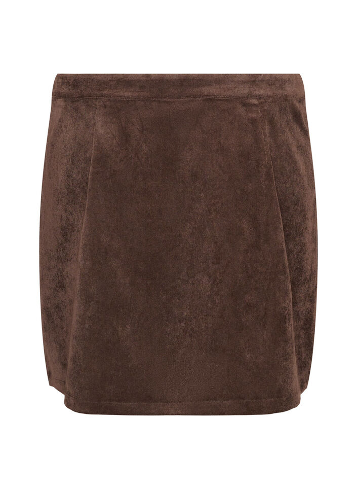 Short corduroy skirt with press studs, Brown, Packshot image number 1