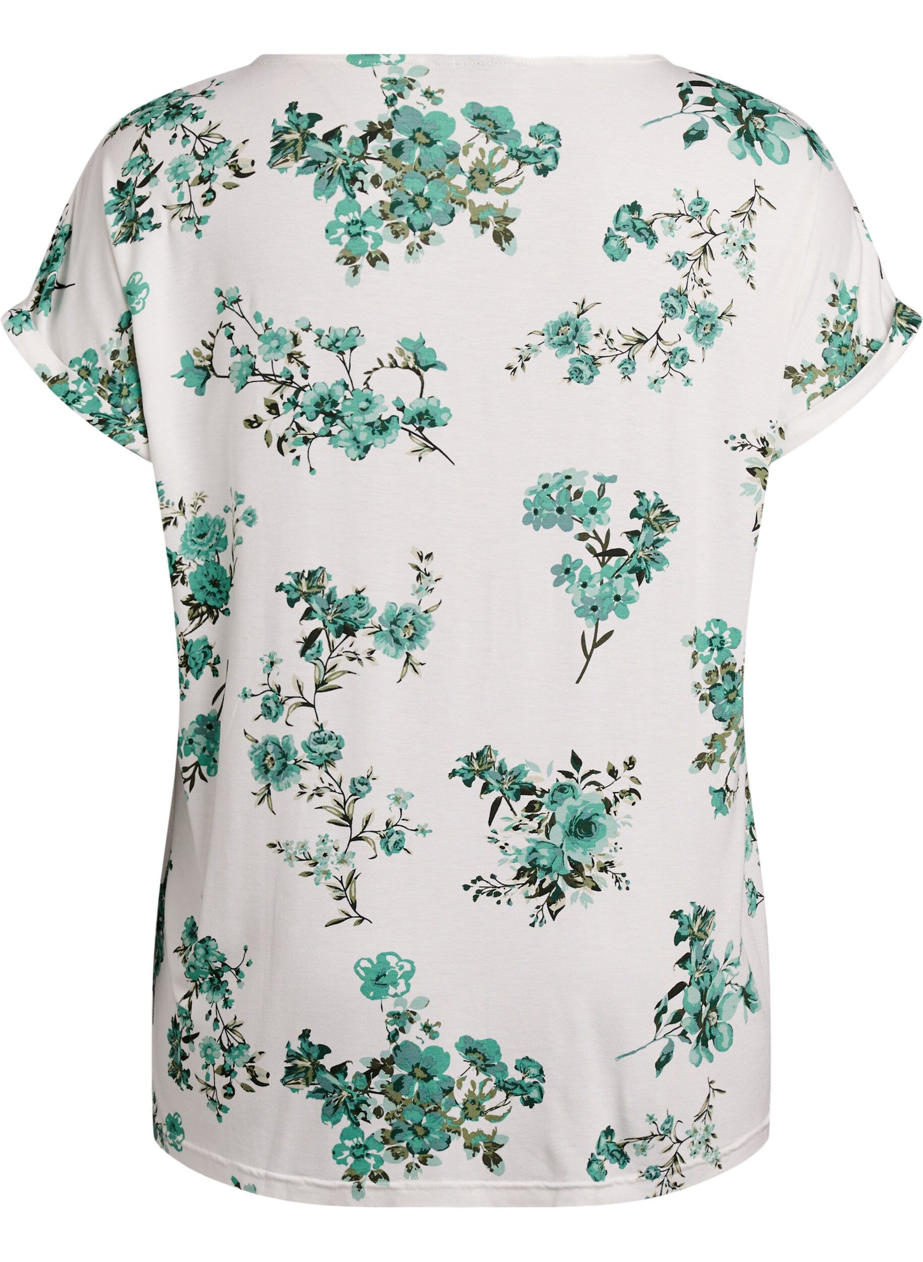 Zizzifashion T-shirt with floral print, White, Packshot image number 1