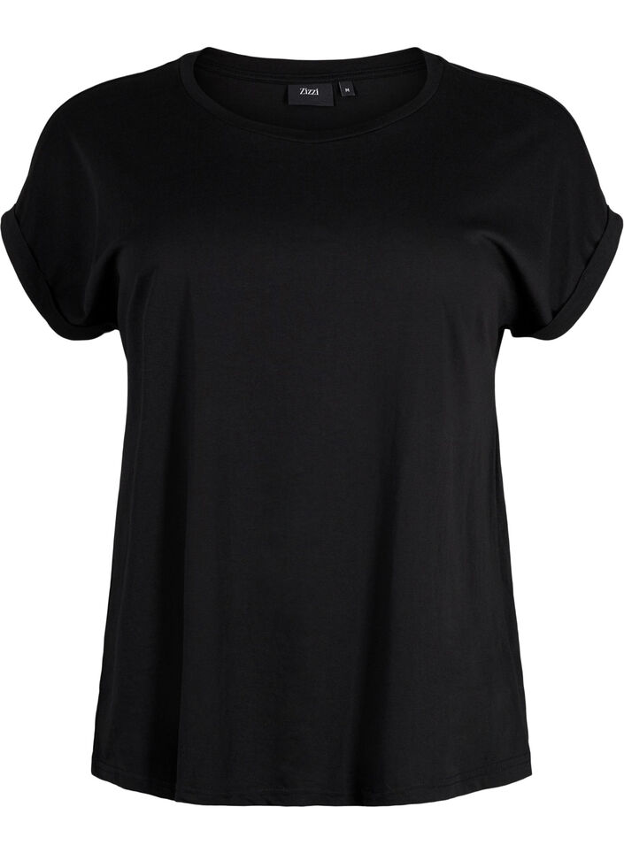 Short-sleeved t-shirt in a cotton blend, Black, Packshot image number 0