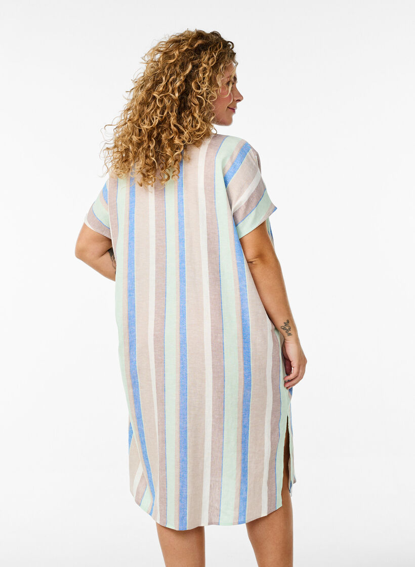 Long shirt in viscose and linen, Blue, Model image number 2