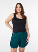 Loose night shorts with ribbed texture and lace trim, Green, Model image number 0