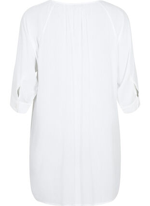 Viscose tunic with 3/4 sleeves, Bright White, Packshot image number 1