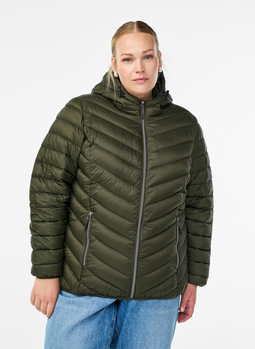 Lightweight jacket with hood, Green, Model image number 0