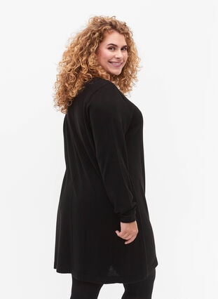 Knitted dress in cotton-viscose blend, Black Mel., Model image number 1