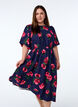 Midi dress with rose print and short balloon sleeves, Blue, Model image number 0