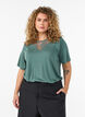 Blouse with lace insert and balloon sleeves, Green, Model image number 0