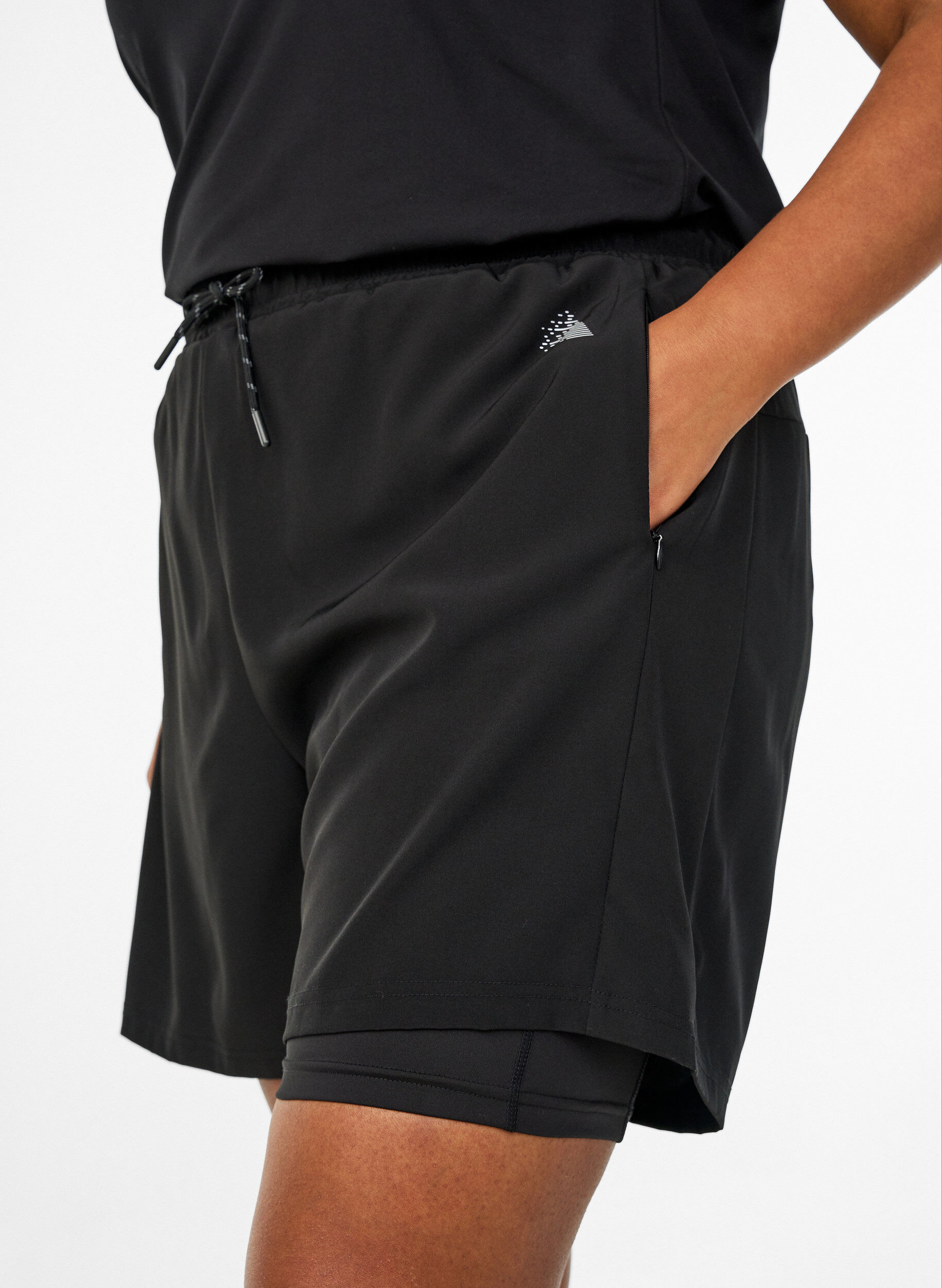 Zizzifashion Training shorts with inner shorts and a phone pocket, Black, Model image number 3