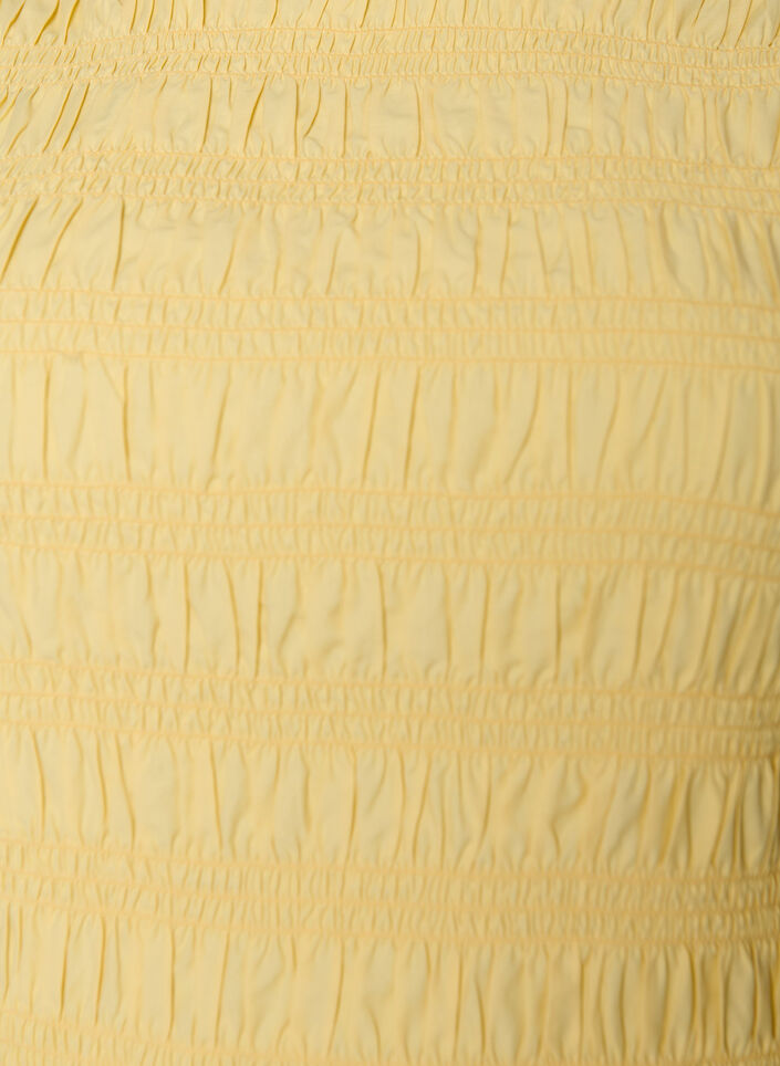 Smock blouse with a ruffle hem and boat neck, Yellow, Packshot image number 2