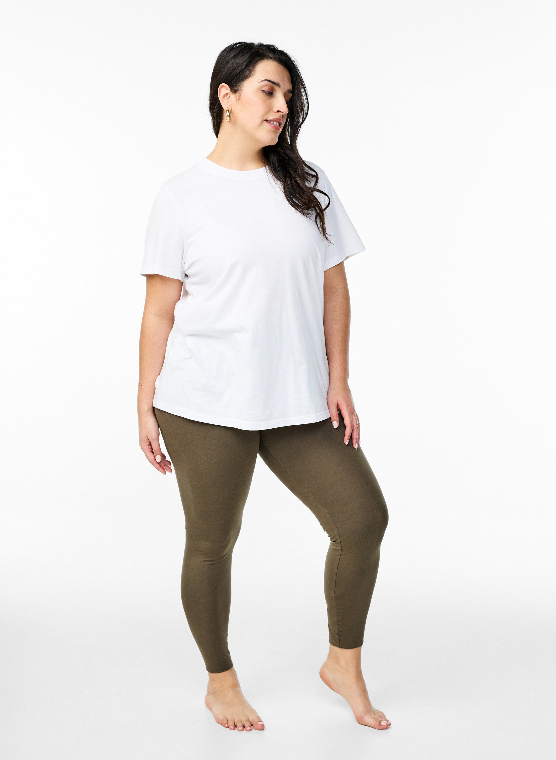 Zizzifashion Basic leggings in viscose, Green, Model image number 1