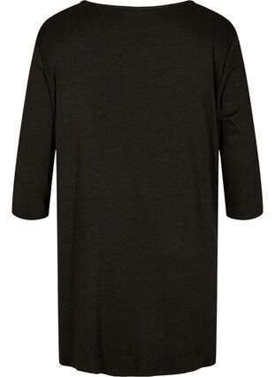 Plain blouse with buttons and 3/4 sleeves, Black, Packshot image number 1
