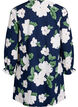 Short cotton dress with V-neck and long sleeves, Blue, Packshot image number 1