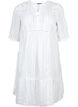 Striped viscose dress with lace ribbons, Bright White, Packshot image number 0