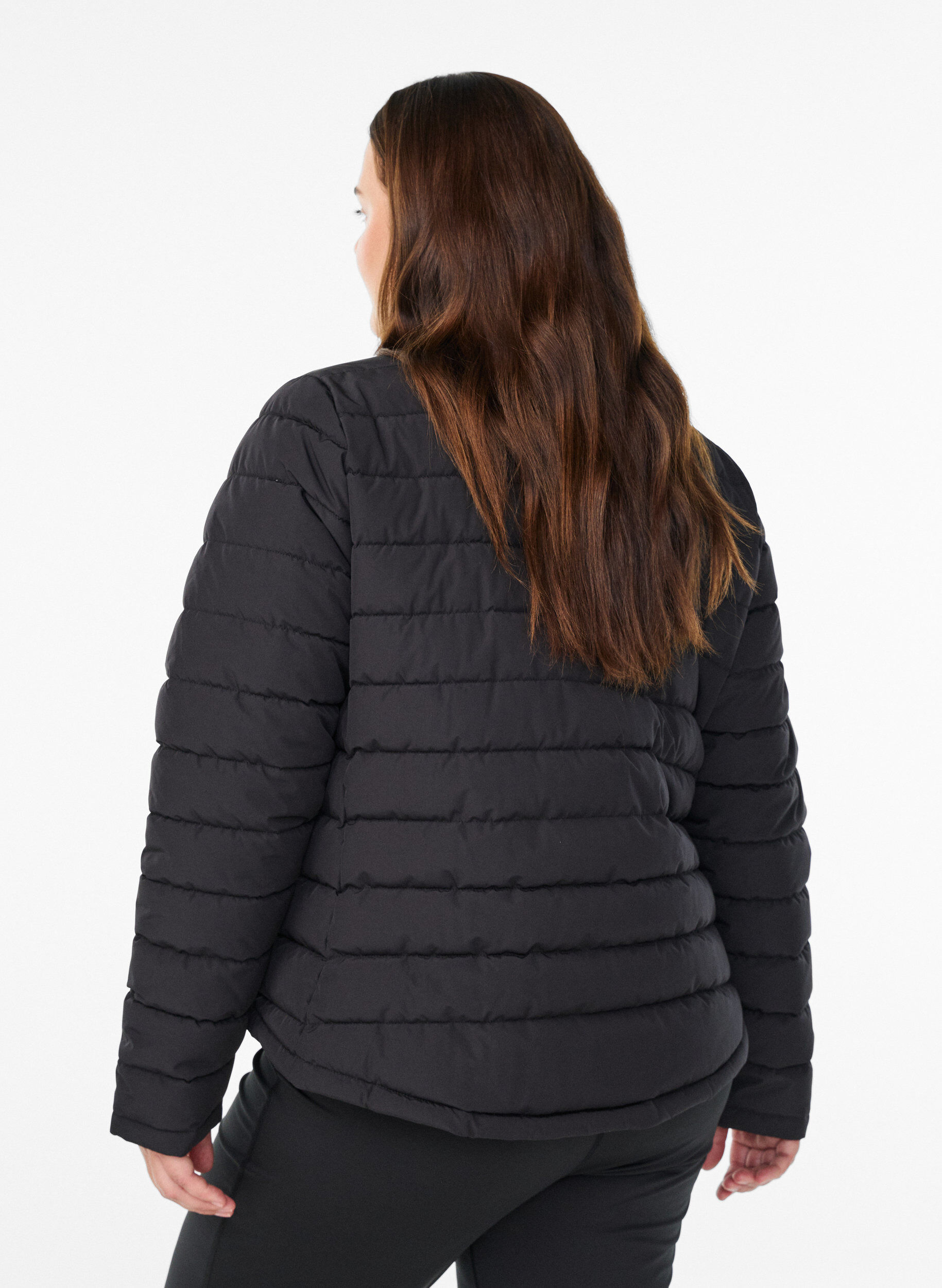 Zizzifashion Sporty padded jacket with high collar and pockets, Black, Model image number 2