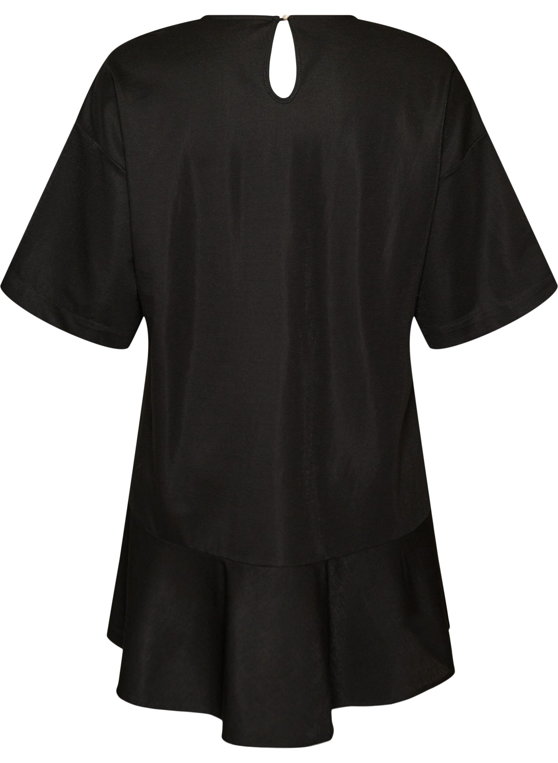 ZizzifashionShort dress with a loose fit and ruffle hem, Black, Packshot image number 1