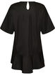 Short dress with a loose fit and ruffle hem, Black, Packshot image number 1