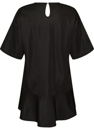Short dress with a loose fit and ruffle hem - Black - Sz. 40-64 - Zizzifashion Short dress with a loose fit and ruffle hem - Black - Sz. 40-64 - Zizzifashion