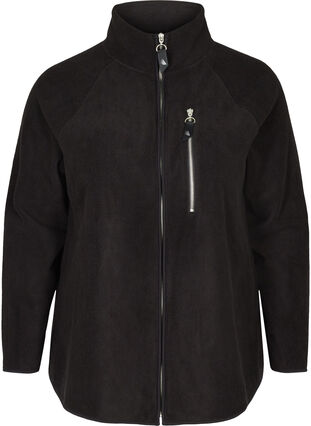 Fleece cardigan with a zip, Black, Packshot image number 0