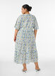 Cotton midi dress with floral print, Blue, Model image number 1