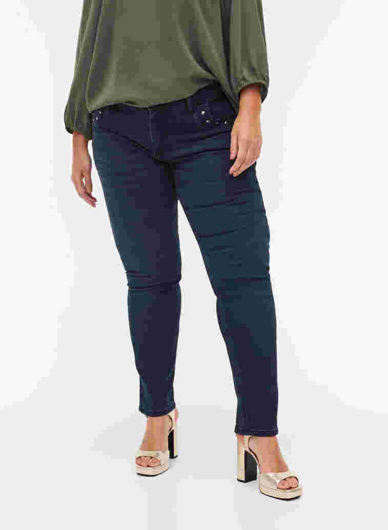 Slim fit Emily jeans with studs, Dark blue, Model image number 2