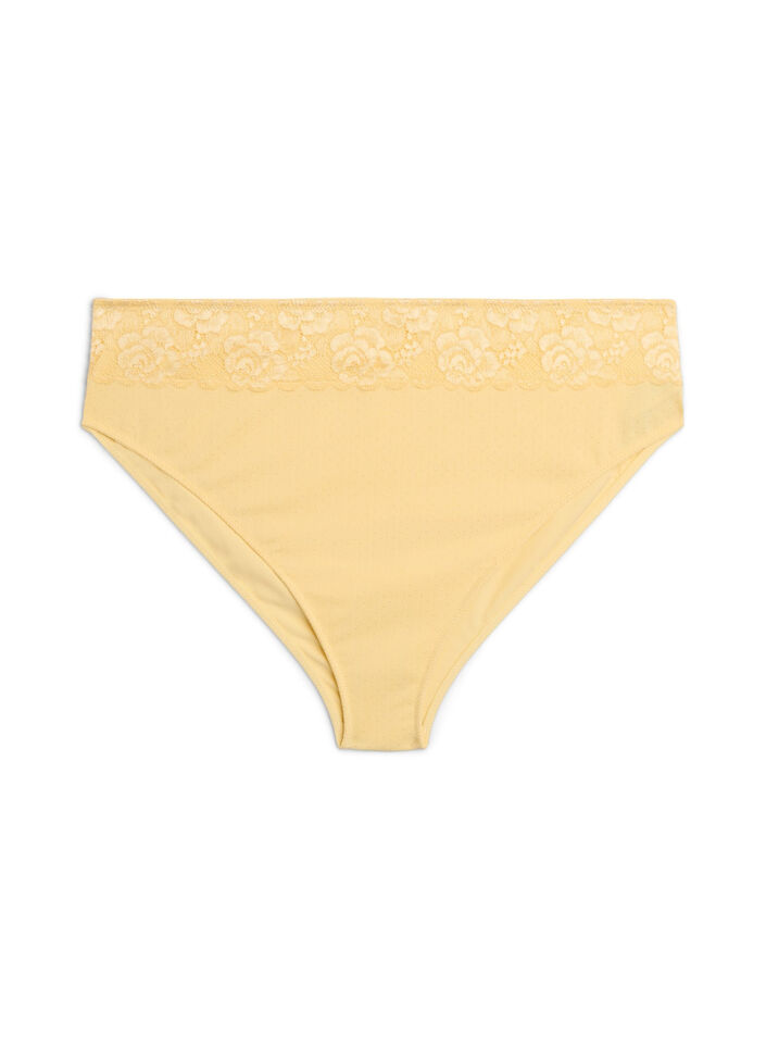 Tai briefs with dobby texture and lace trim, Yellow, Packshot image number 0
