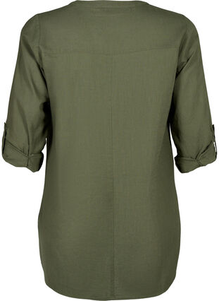 Cotton tunic with 3/4 sleeves, Thyme, Packshot image number 1