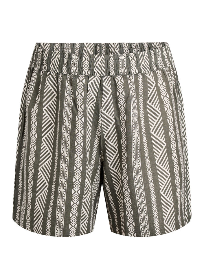 Striped shorts in a linen-viscose blend, Green, Packshot image number 0