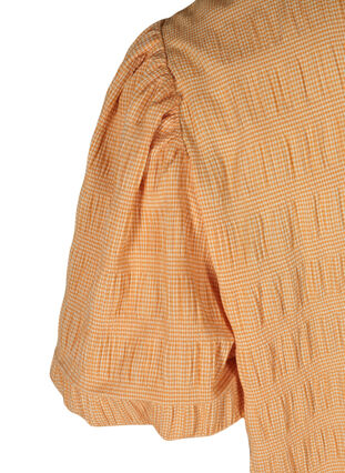 Checkered blouse with puff sleeves, Yellow Check, Packshot image number 3
