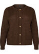 Cable-knit cardigan with golden buttons, Brown, Packshot image number 0