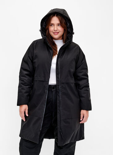Winter jacket with adjustable waist, Black, Model image number 0