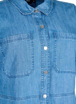 Denim shirt dress with short sleeves, Light Blue Denim, Packshot image number 2