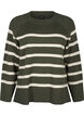 Striped knitted blouse with round neck, D. Bag Birch Stripe, Packshot image number 0